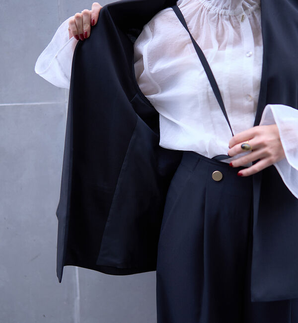 Rouge vif「ノーカラースリットスリーブジャケット」|ノーカラージャケット|