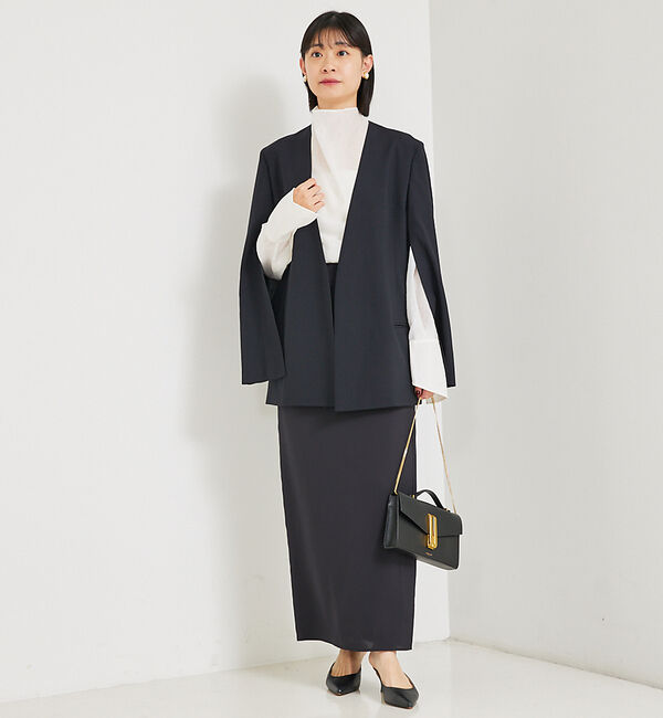 Rouge vif「ノーカラースリットスリーブジャケット」|ノーカラージャケット|