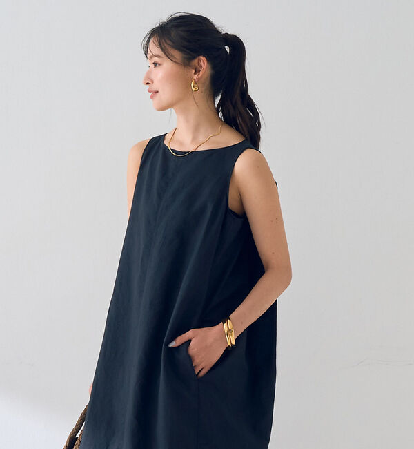 Rouge vif「麻混ノースリーブ 後ろタックワンピース」|ワンピース|