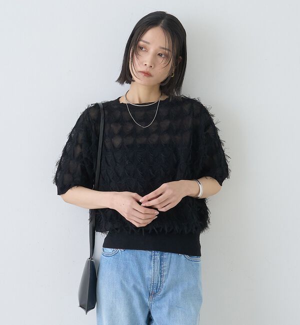 Rouge vif「ドットシアーフリンジニット【予約】」|ニット・セーター|