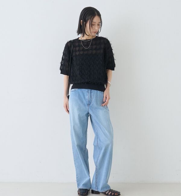 Rouge vif「ドットシアーフリンジニット【予約】」|ニット・セーター|