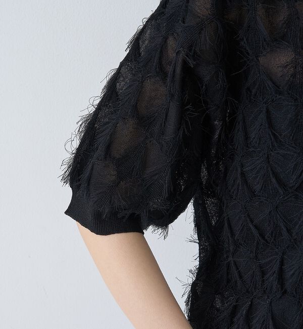 Rouge vif「ドットシアーフリンジニット【予約】」|ニット・セーター|