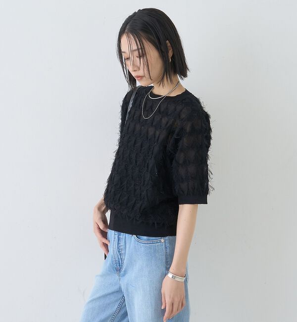 Rouge vif「ドットシアーフリンジニット【予約】」|ニット・セーター|