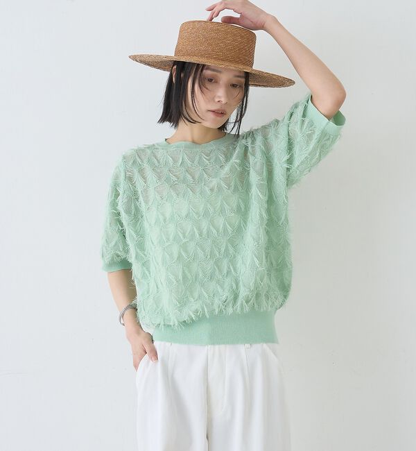 Rouge vif「ドットシアーフリンジニット【予約】」|ニット・セーター|