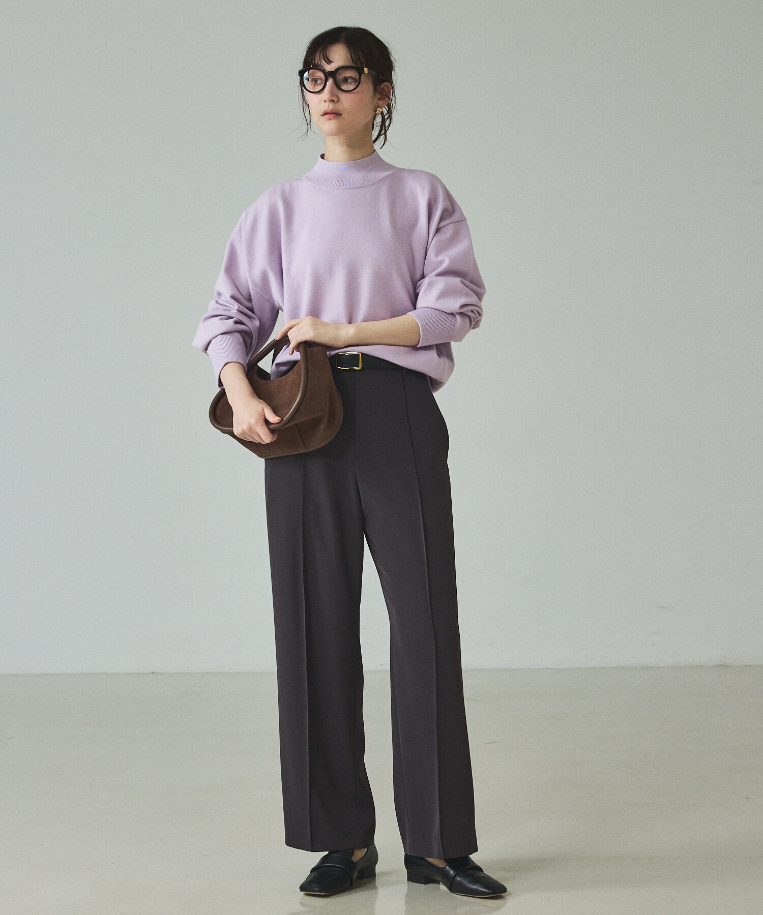 qualite「バイカラーハイネックプルオーバー」|ニット・セーター|