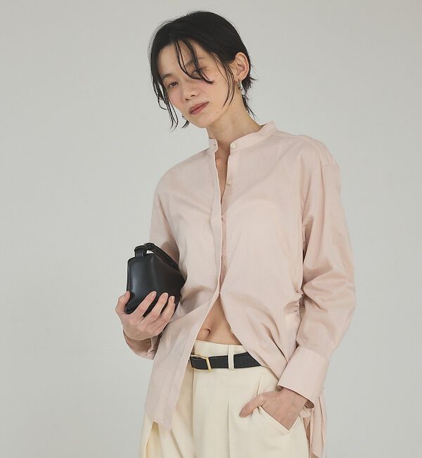 qualite「ウエストドロストシャツ」|シャツ・ブラウス|スモークピンク