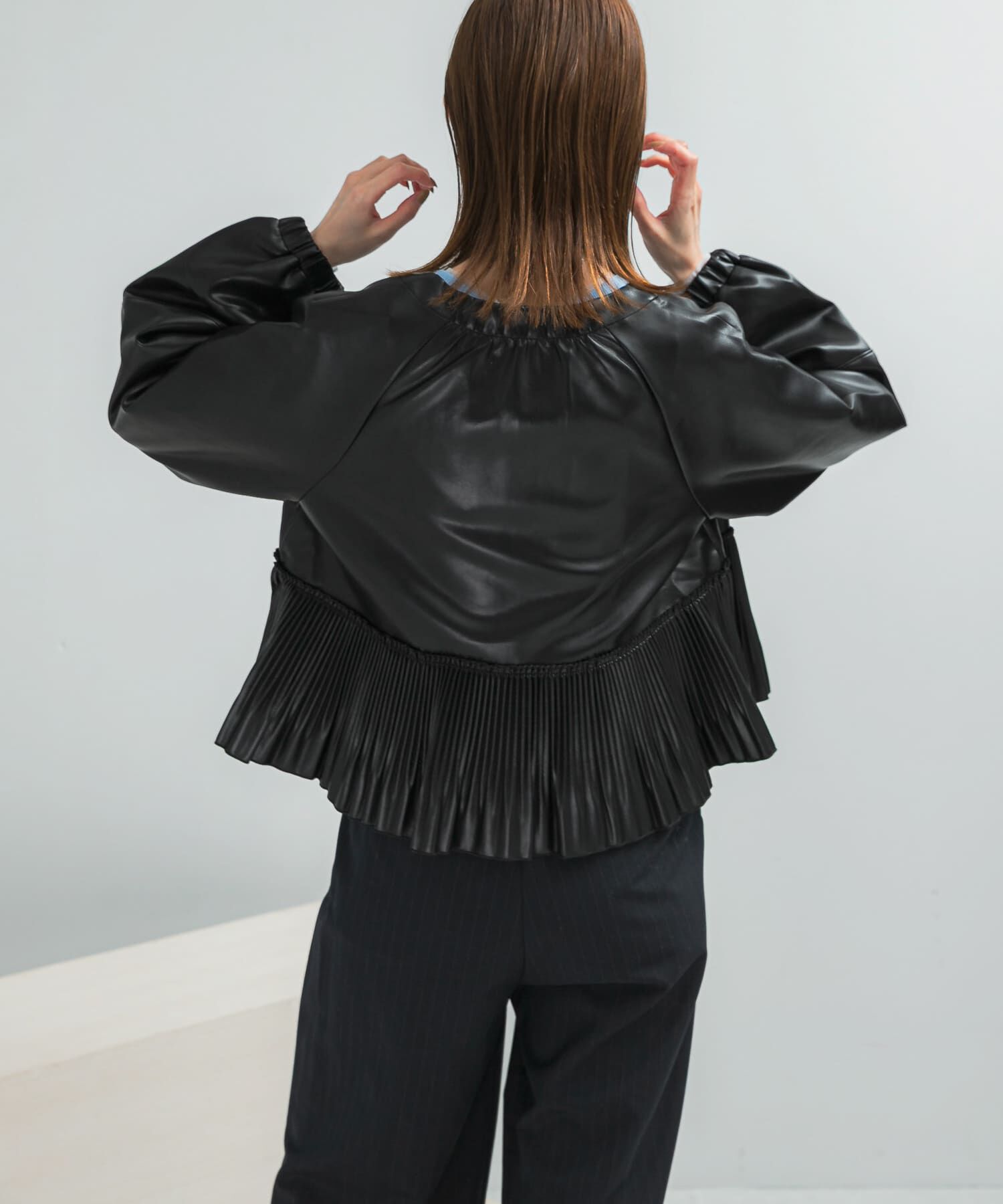 URBAN RESEARCH ROSSO「MARILYN MOON　eco leather pleats jacket」|ブルゾン・スタジャン|