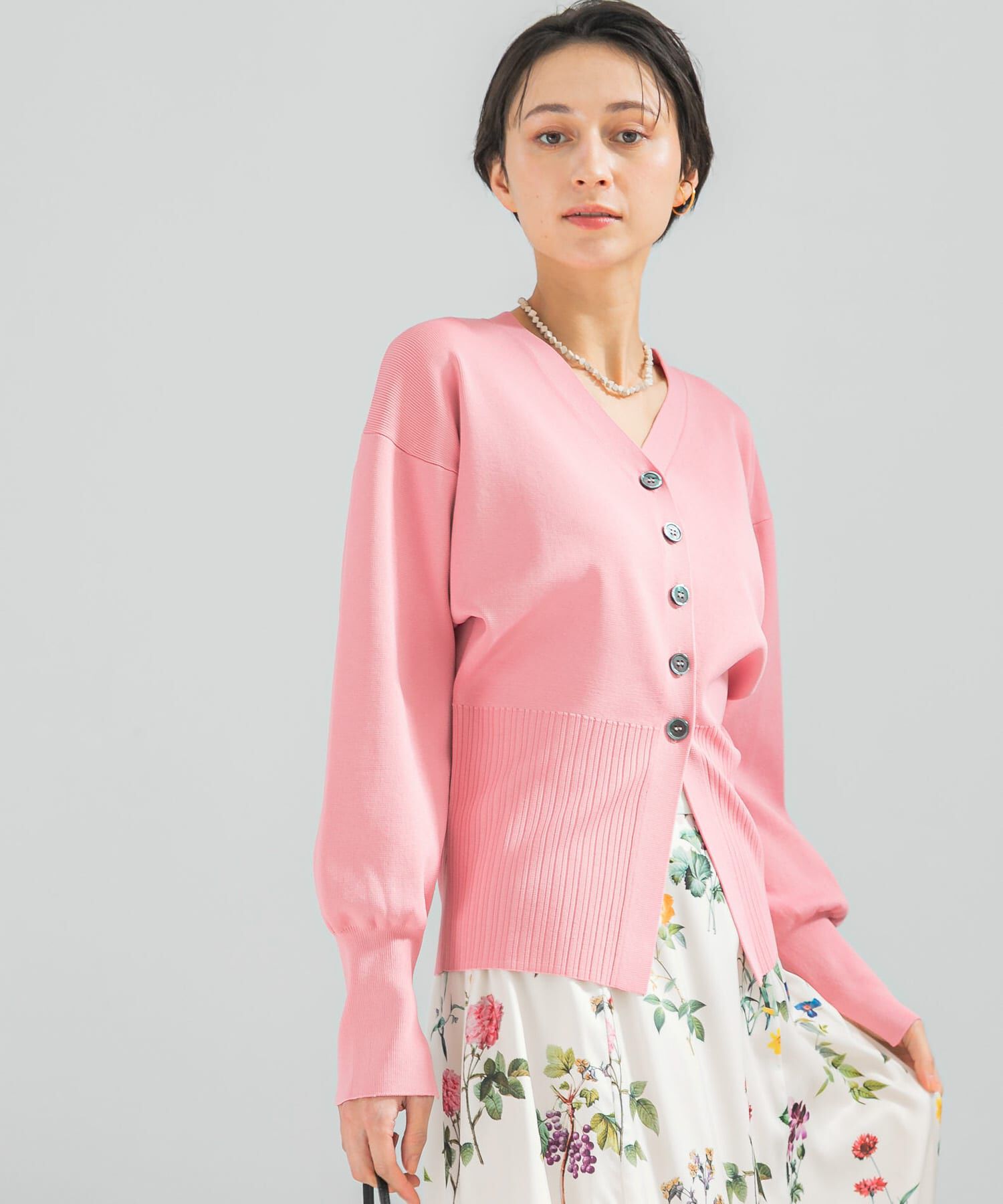 URBAN RESEARCH ROSSO「Vネックリブフロント釦デザインニット」|カーディガン|