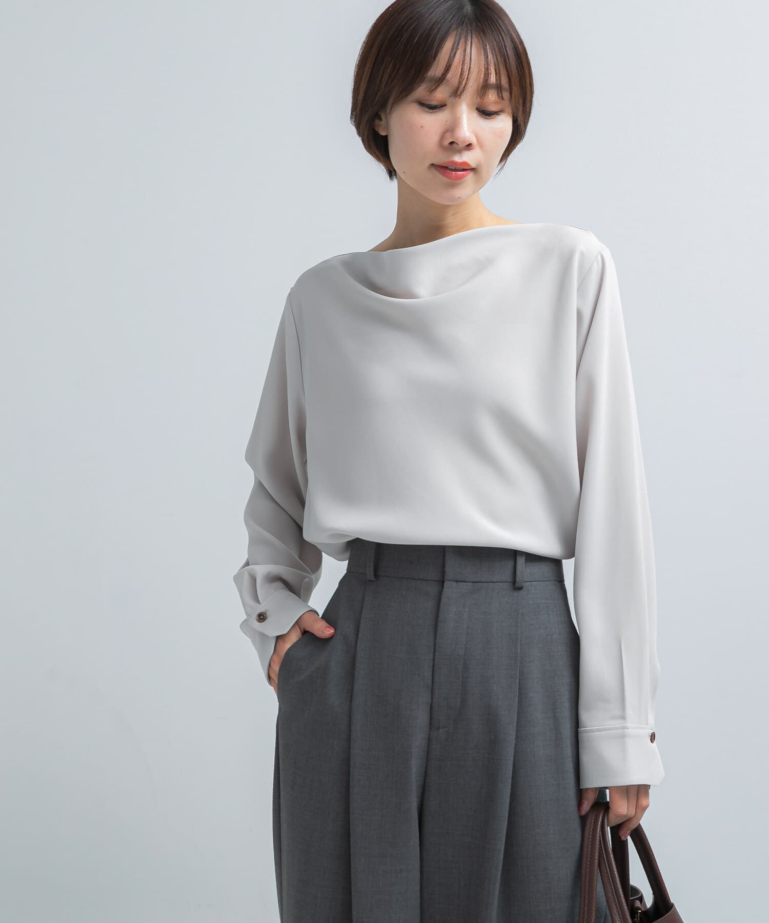 URBAN RESEARCH ROSSO「トリアセテート混ドレープネックブラウス」|シャツ・ブラウス|