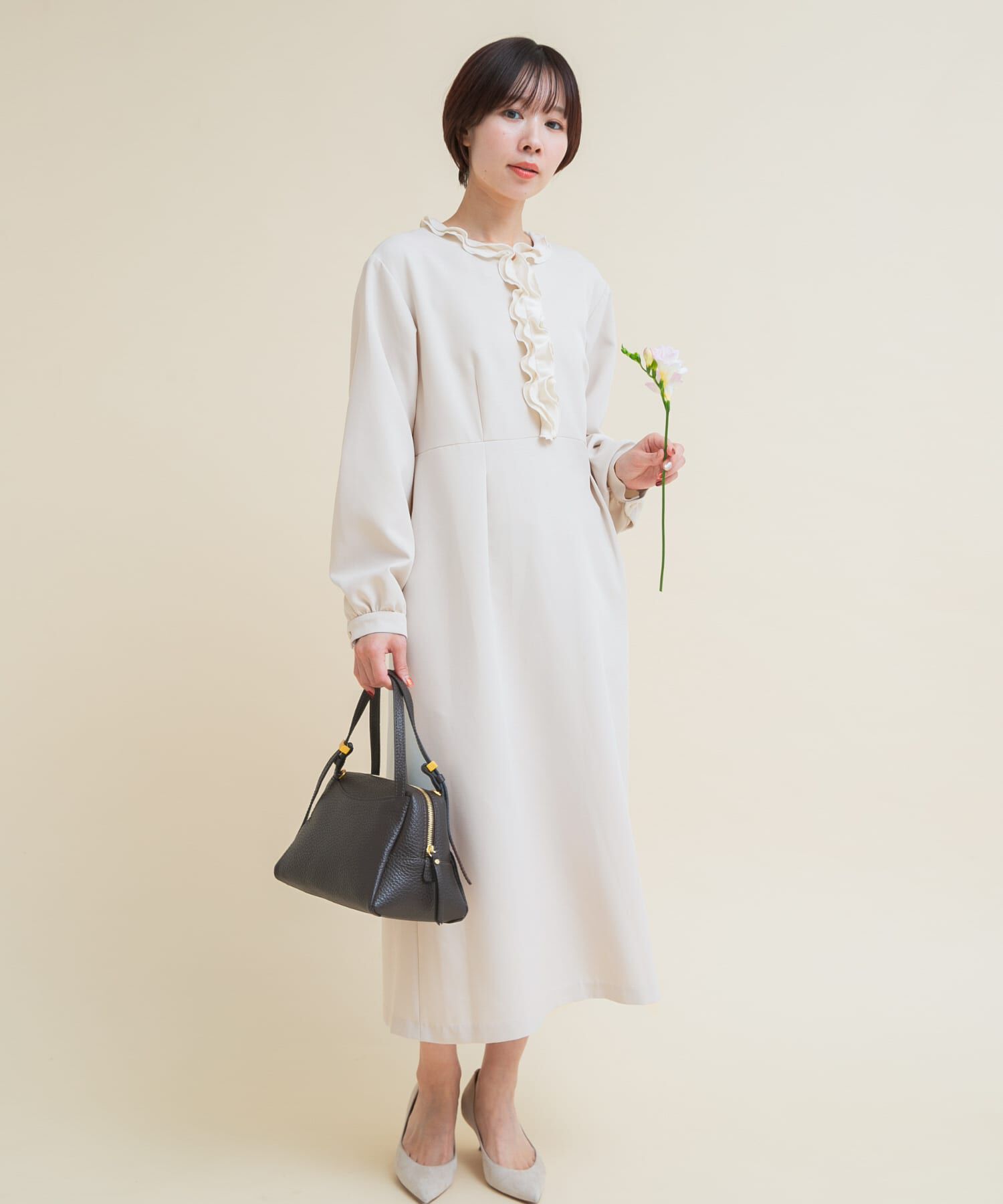 URBAN RESEARCH ROSSO「『WEB/一部店舗限定』フリルカラーウエストマークワンピース」|ワンピース|