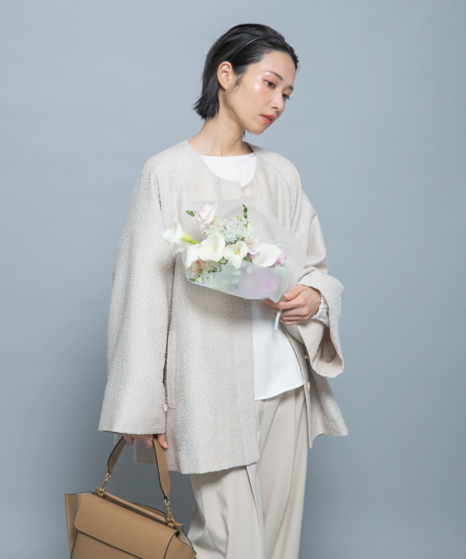 URBAN RESEARCH ROSSO「CHIGNON　ネップツイードコート」|ノーカラーコート|