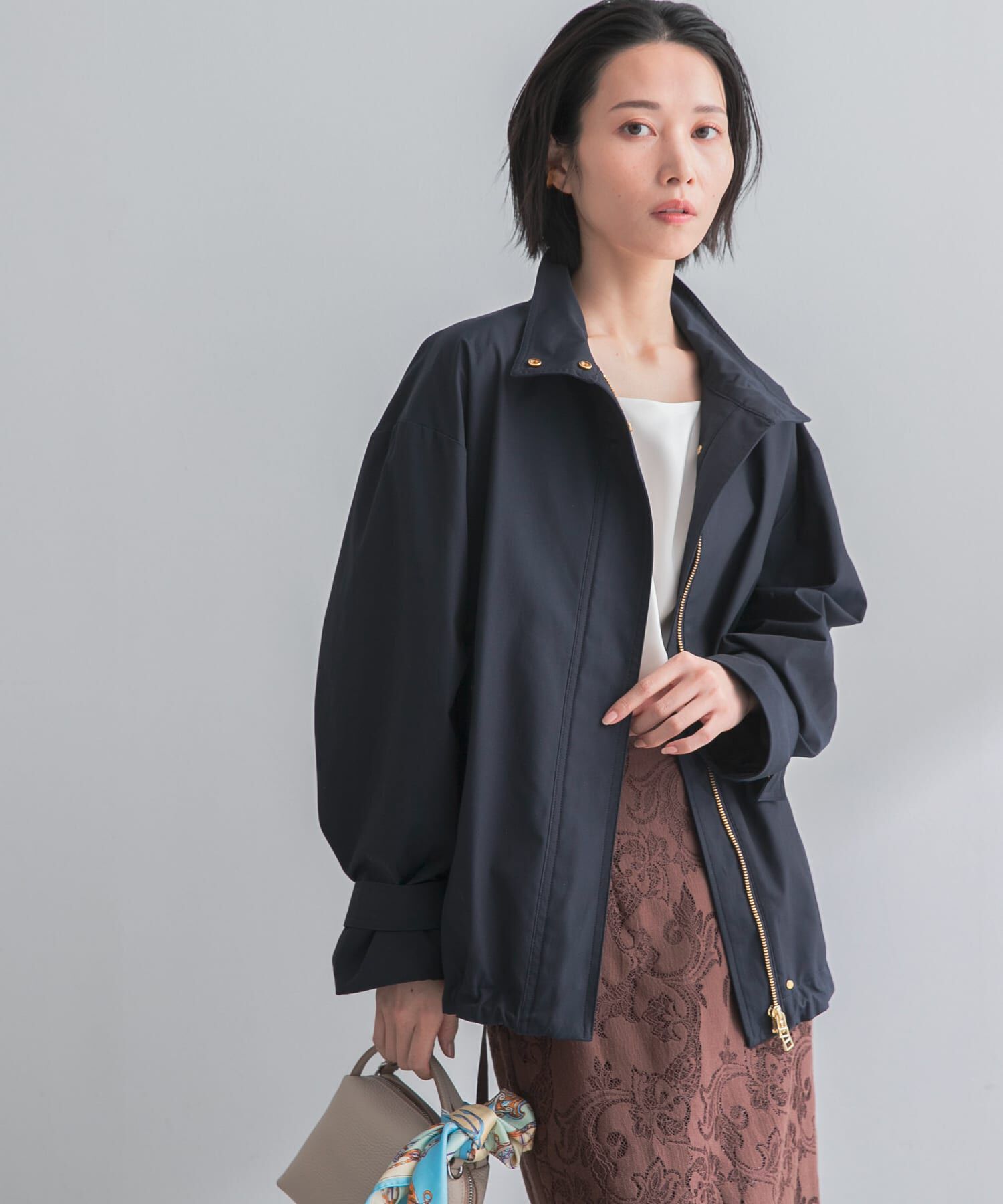 URBAN RESEARCH ROSSO「撥水スタンドカラーミドルコート」|ノーカラーコート|