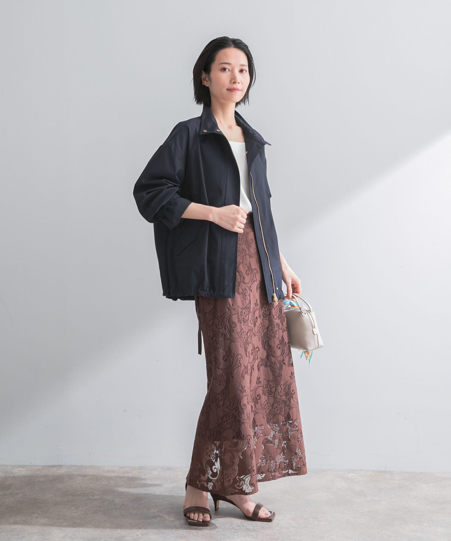 URBAN RESEARCH ROSSO「撥水スタンドカラーミドルコート」|ノーカラーコート|