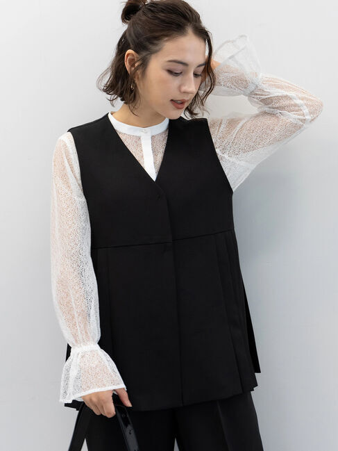 Te chichi「【セレモニーアイテム】サイドプリーツペプラムジレ（セットアップ可）」|ダウンベスト・ベスト|