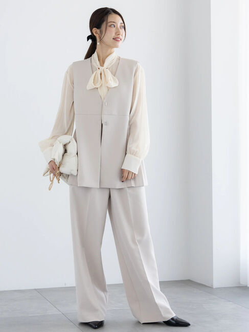 Te chichi「【セレモニーアイテム】サイドプリーツペプラムジレ（セットアップ可）」|ダウンベスト・ベスト|