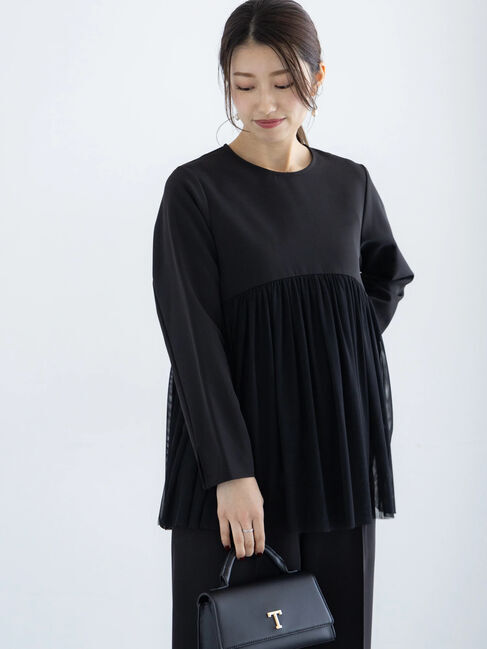 Te chichi「【セレモニーアイテム】チュールギャザーヘムドッキングブラウス（セットアップ可）」|シャツ・ブラウス|