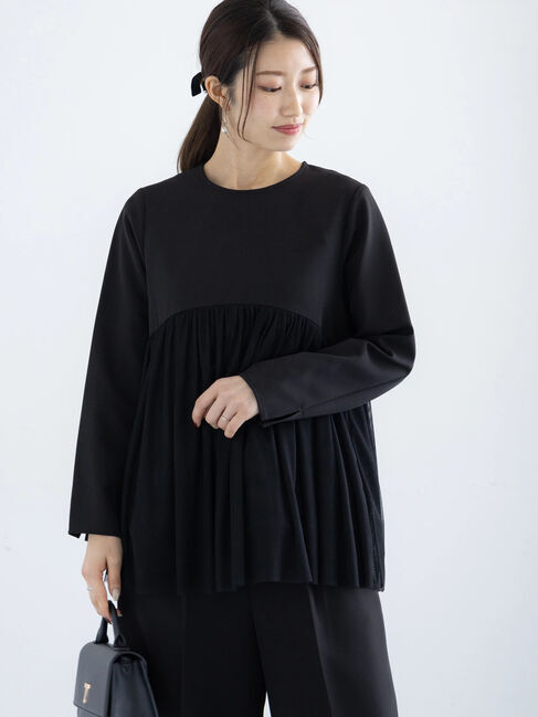 Te chichi「【セレモニーアイテム】チュールギャザーヘムドッキングブラウス（セットアップ可）」|シャツ・ブラウス|