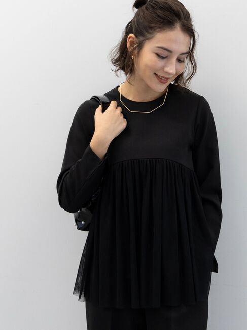 Te chichi「【セレモニーアイテム】チュールギャザーヘムドッキングブラウス（セットアップ可）」|シャツ・ブラウス|