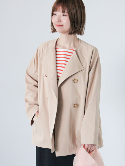 Lugnoncure「【撥水/防花粉】ノーカラーショートコート」|その他|ベージュ