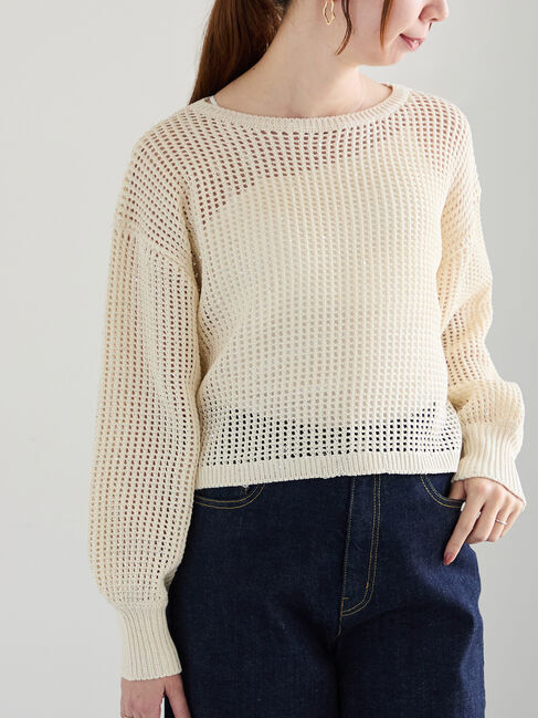 Te chichi「【宮本茉由着用】スパンコールメッシュニット」|ニット・セーター|オフホワイト