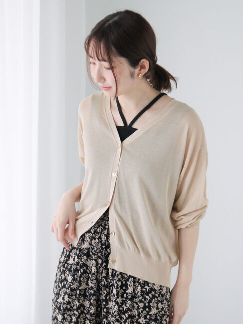 Te chichi TERRASSE「【抗菌防臭】金釦Vネックカーディガン」|カーディガン|ベージュ