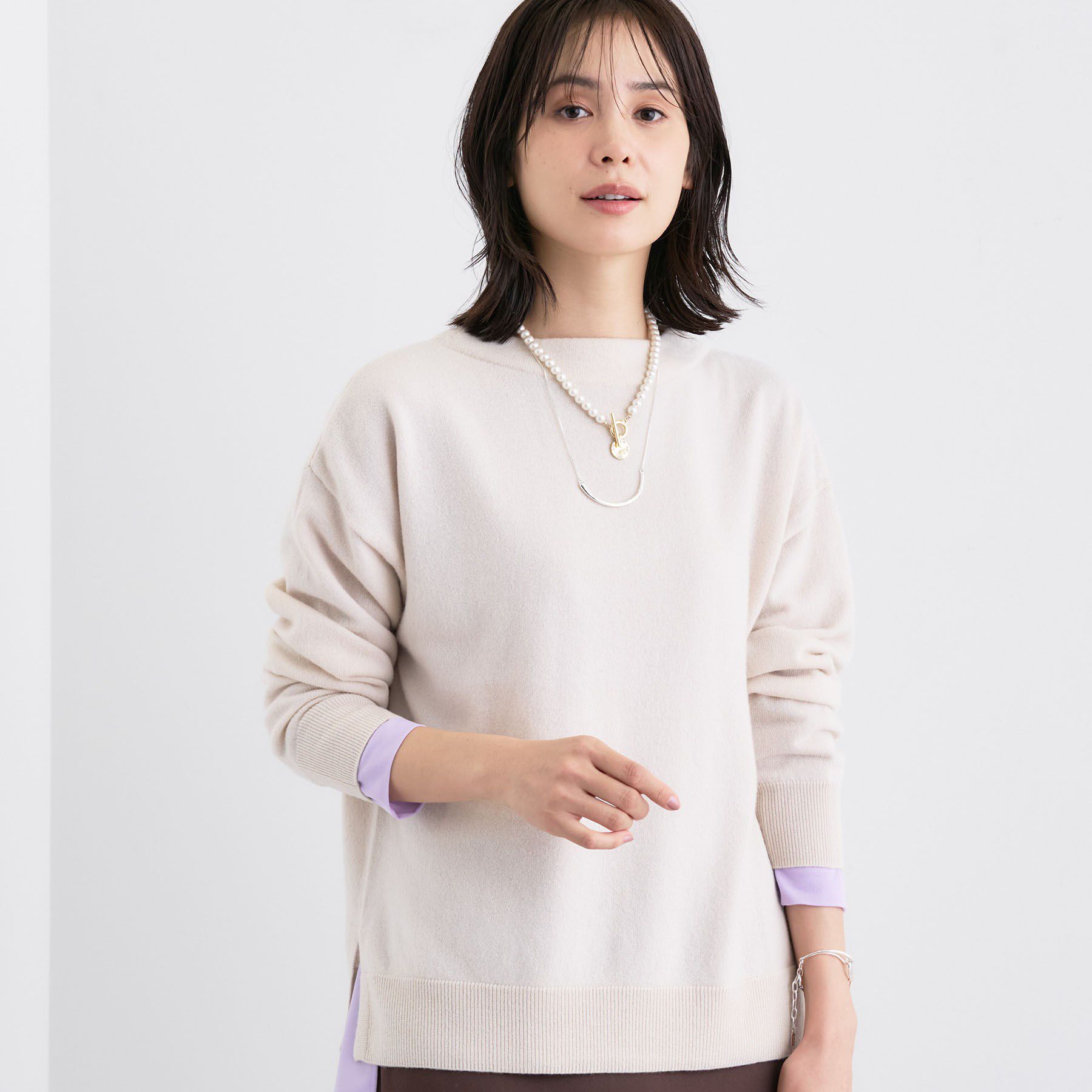 INDIVI「【洗える／カシミヤ混】ボトルネック ドルマンスリーブニット」|ニット・セーター|