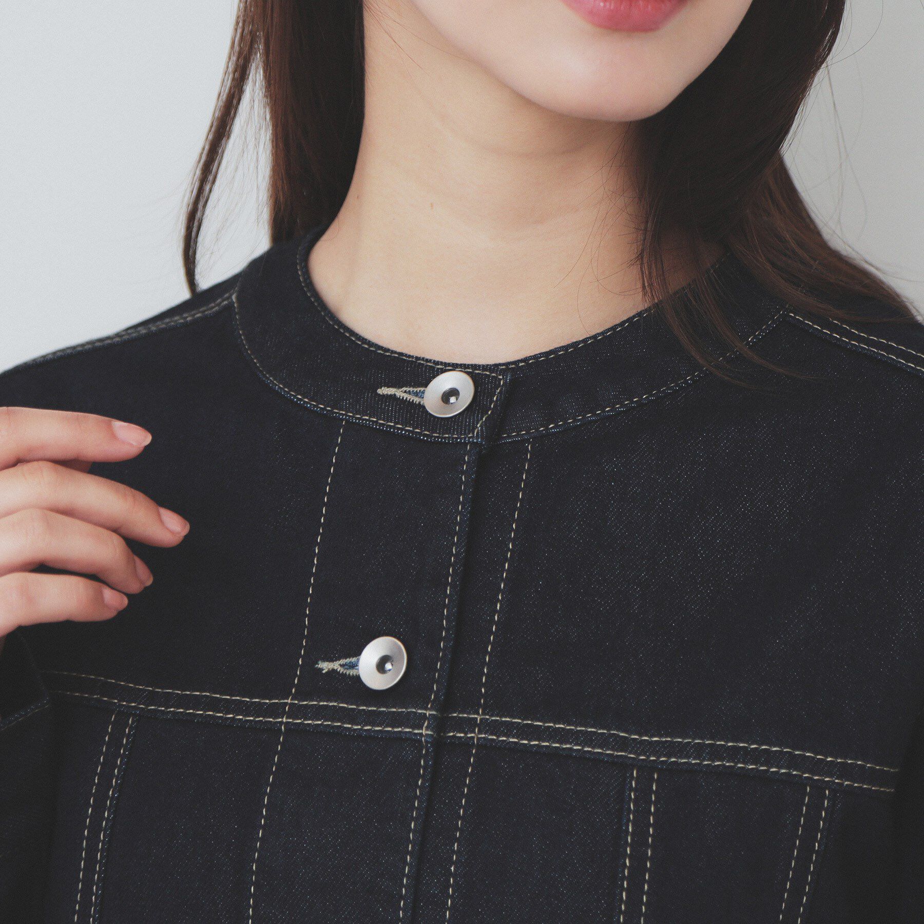 index「ノーカラーGジャン【洗濯機洗い可】」|デニムジャケット|