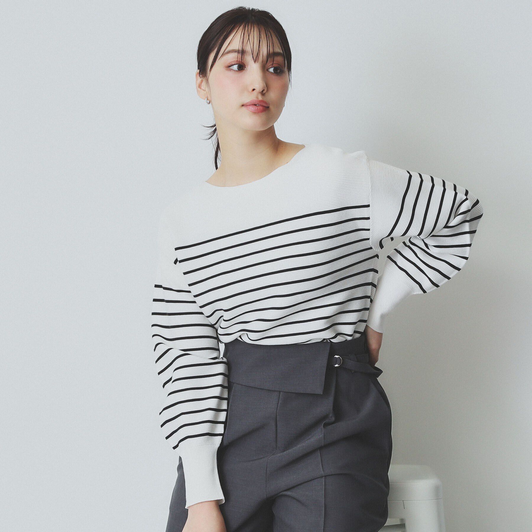 index「《6color》ガーターボートネックニット【UV/洗濯機洗い可】」|ニット・セーター|オフホワイト(303