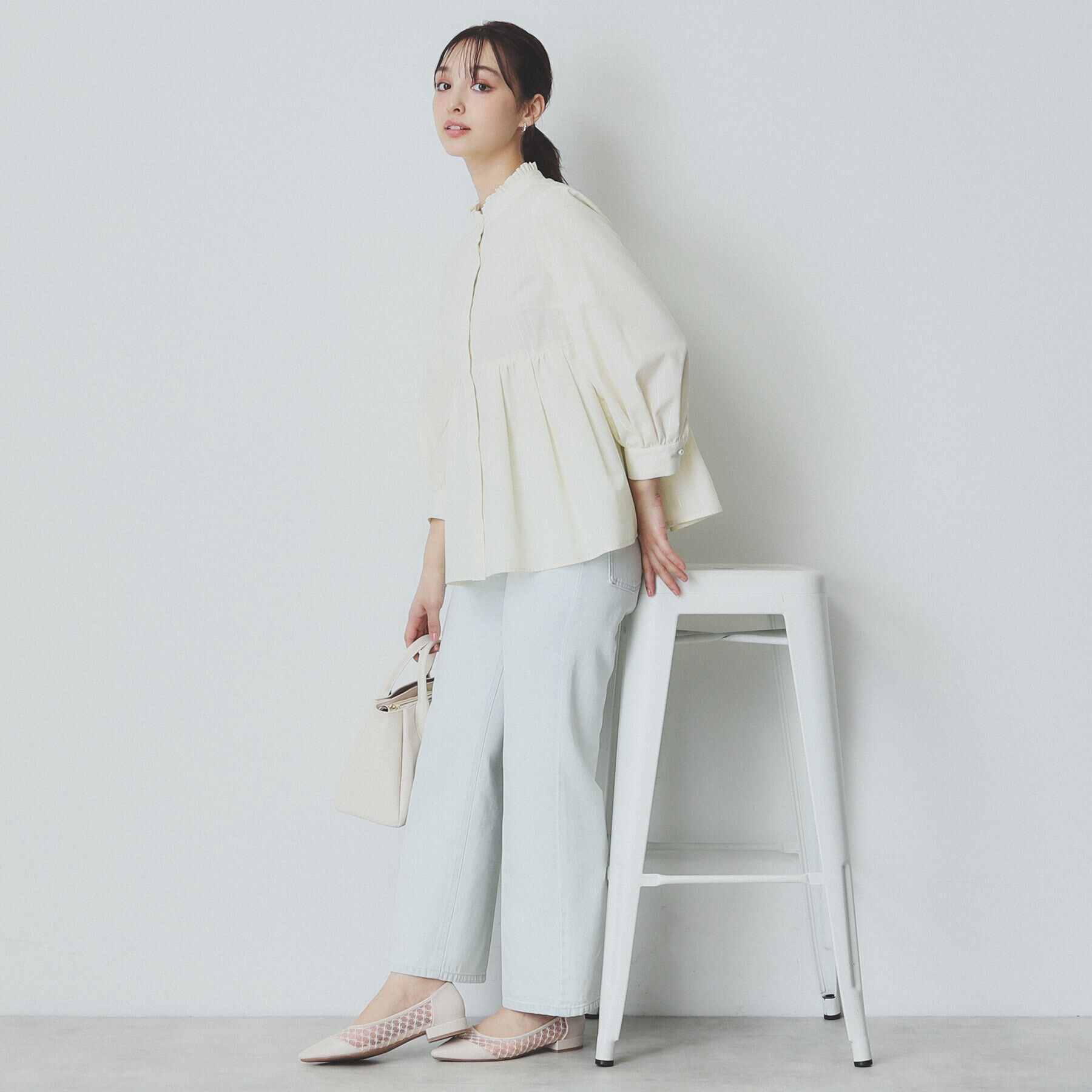 index「《6color》フリルバンドカラーペプラムブラウス【洗濯機洗い可/イージーアイロン/防シワ】」|シャツ・ブラウス|