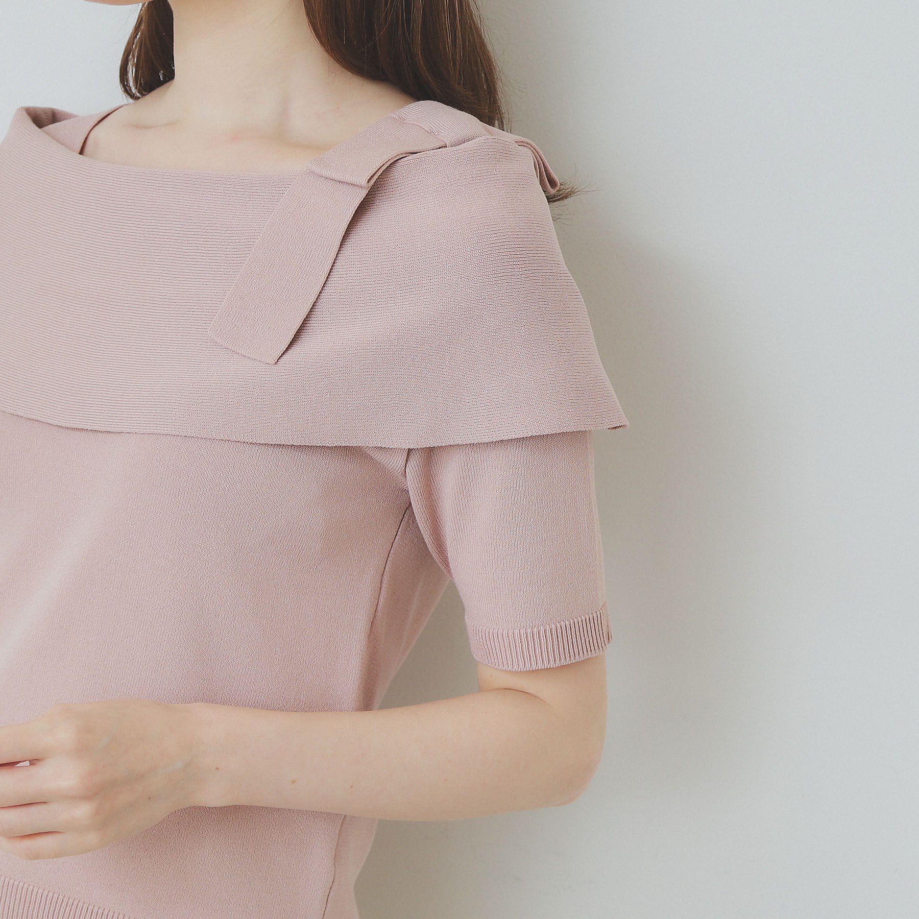 index「アシメリボンオフショルニット【洗濯機洗い可】」|ニット・セーター|