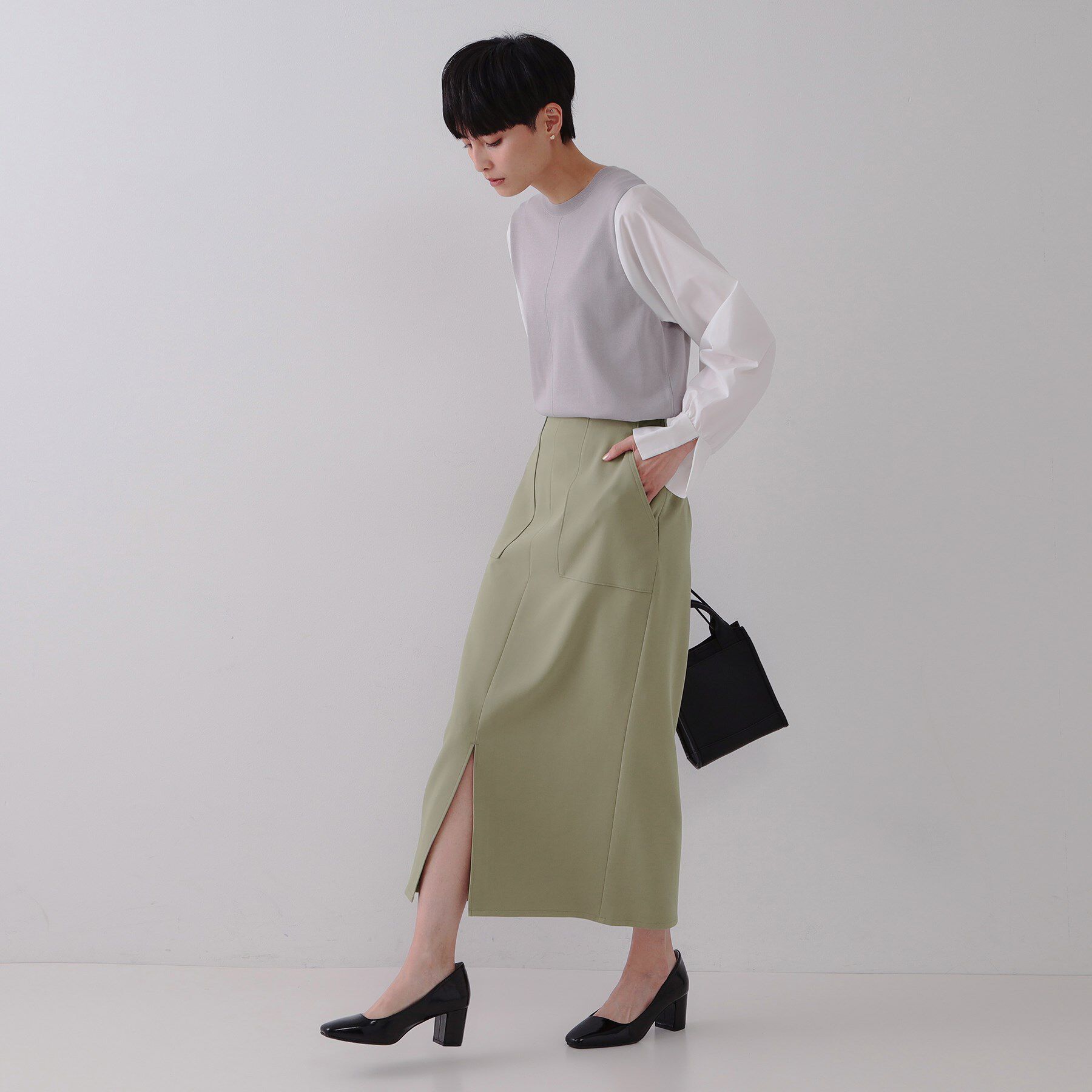 OPAQUE.CLIP「ストレッチダブルポケットタイトスカート【洗濯機洗い可/防シワ】」|スカート|
