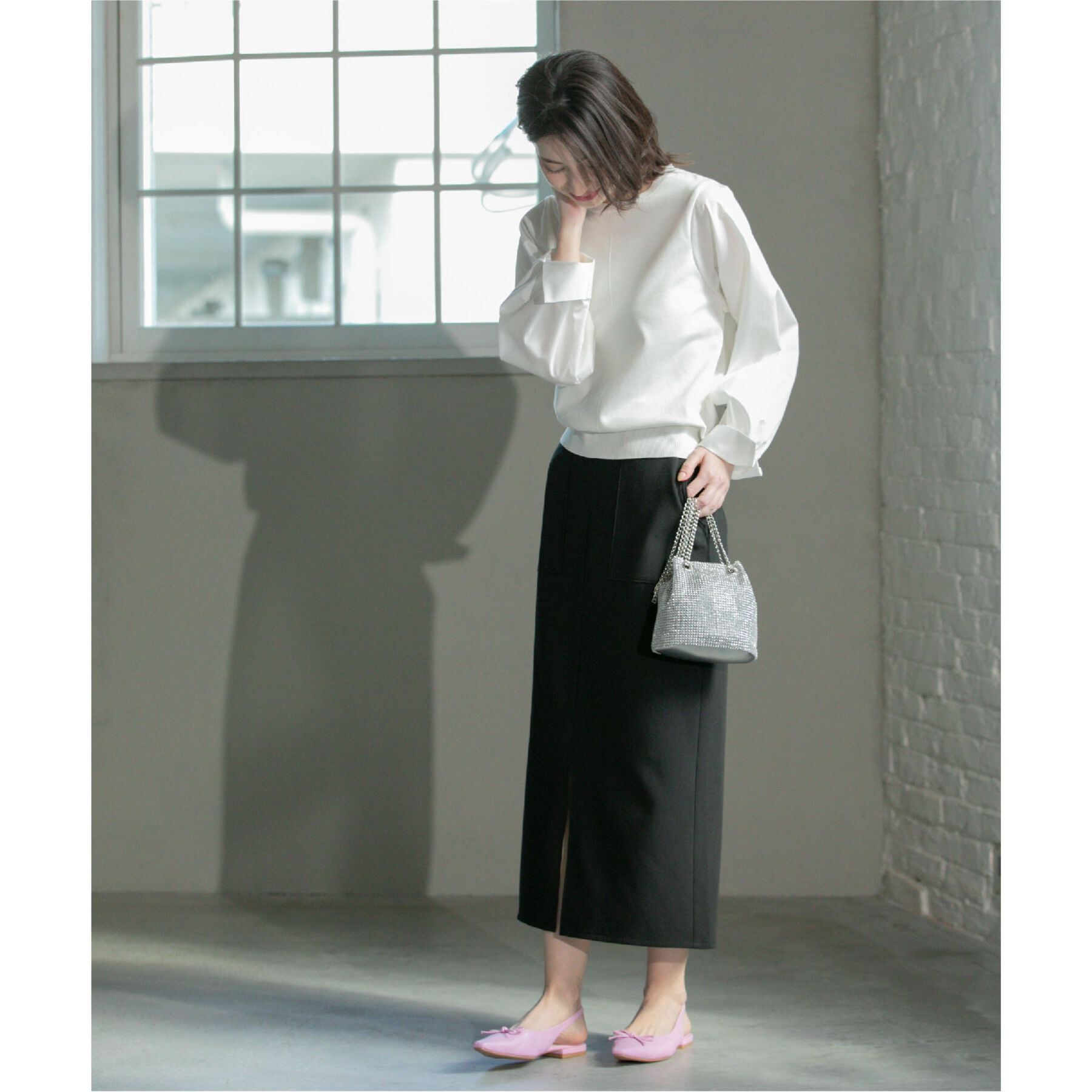 OPAQUE.CLIP「ストレッチダブルポケットタイトスカート【洗濯機洗い可/防シワ】」|スカート|