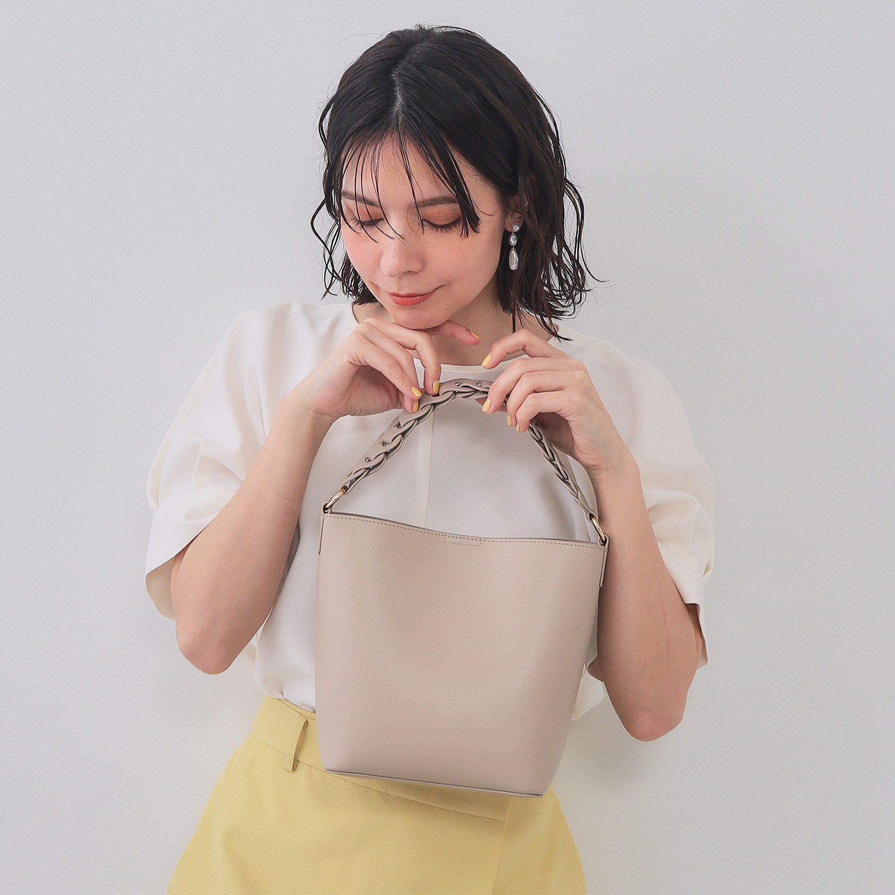 OPAQUE.CLIP「【2WAY】デザインハンドルバッグ」|ショルダー・メッセンジャー|ベージュ(052)