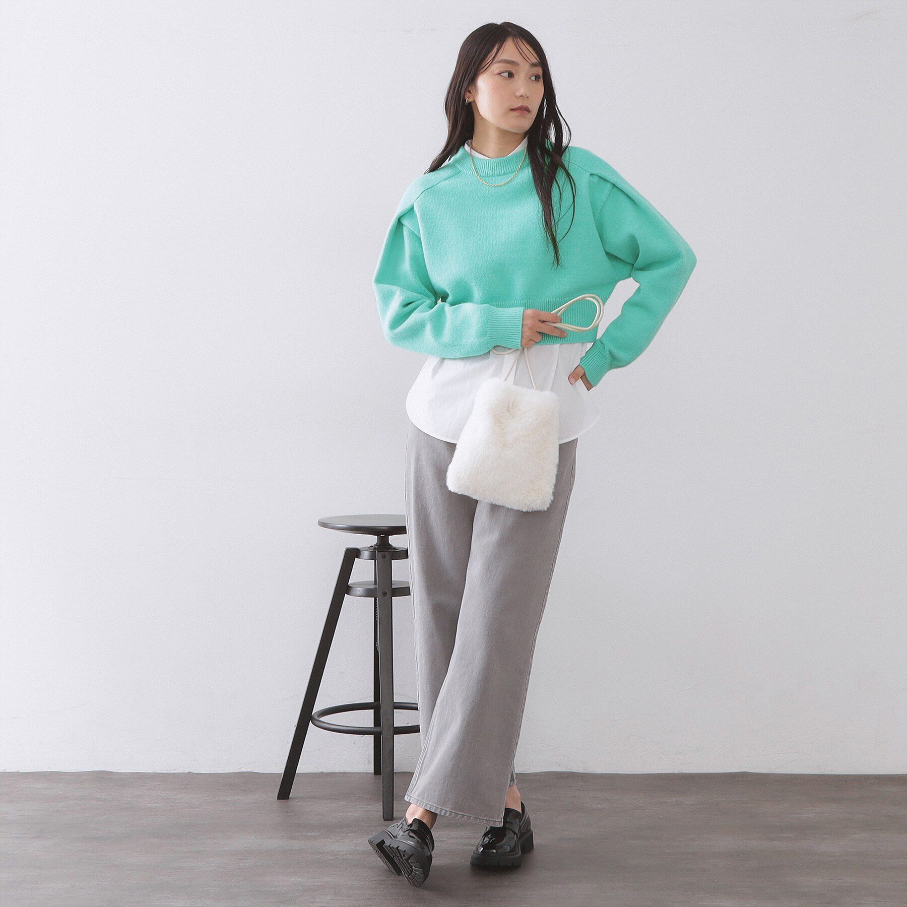 OPAQUE.CLIP「ショルダータックショートニット【洗濯機OK】」|ニット・セーター|