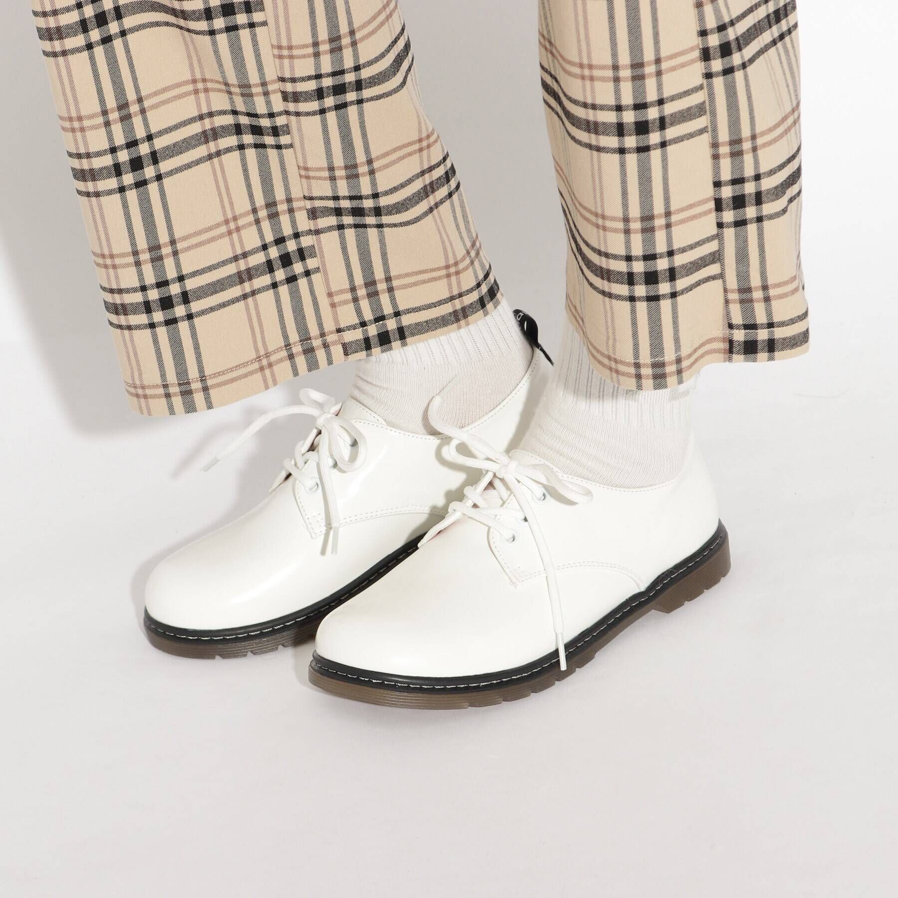 PINK-latte「レースアップ合皮シューズ」|その他|オフホワイト(003