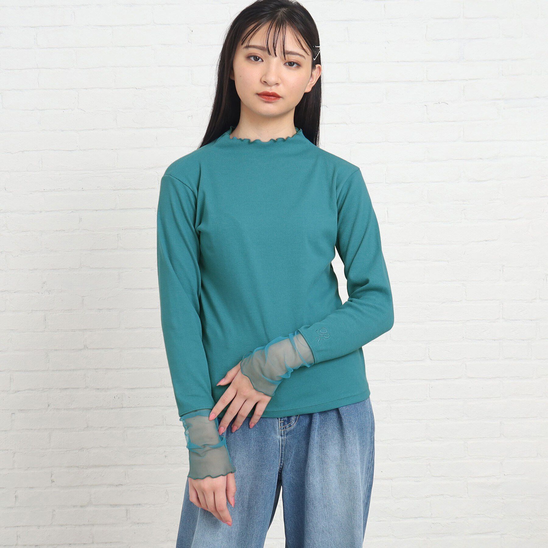 PINK-latte「【165cmサイズあり】袖シアードッキングプルオーバー」|Tシャツ・カットソー|