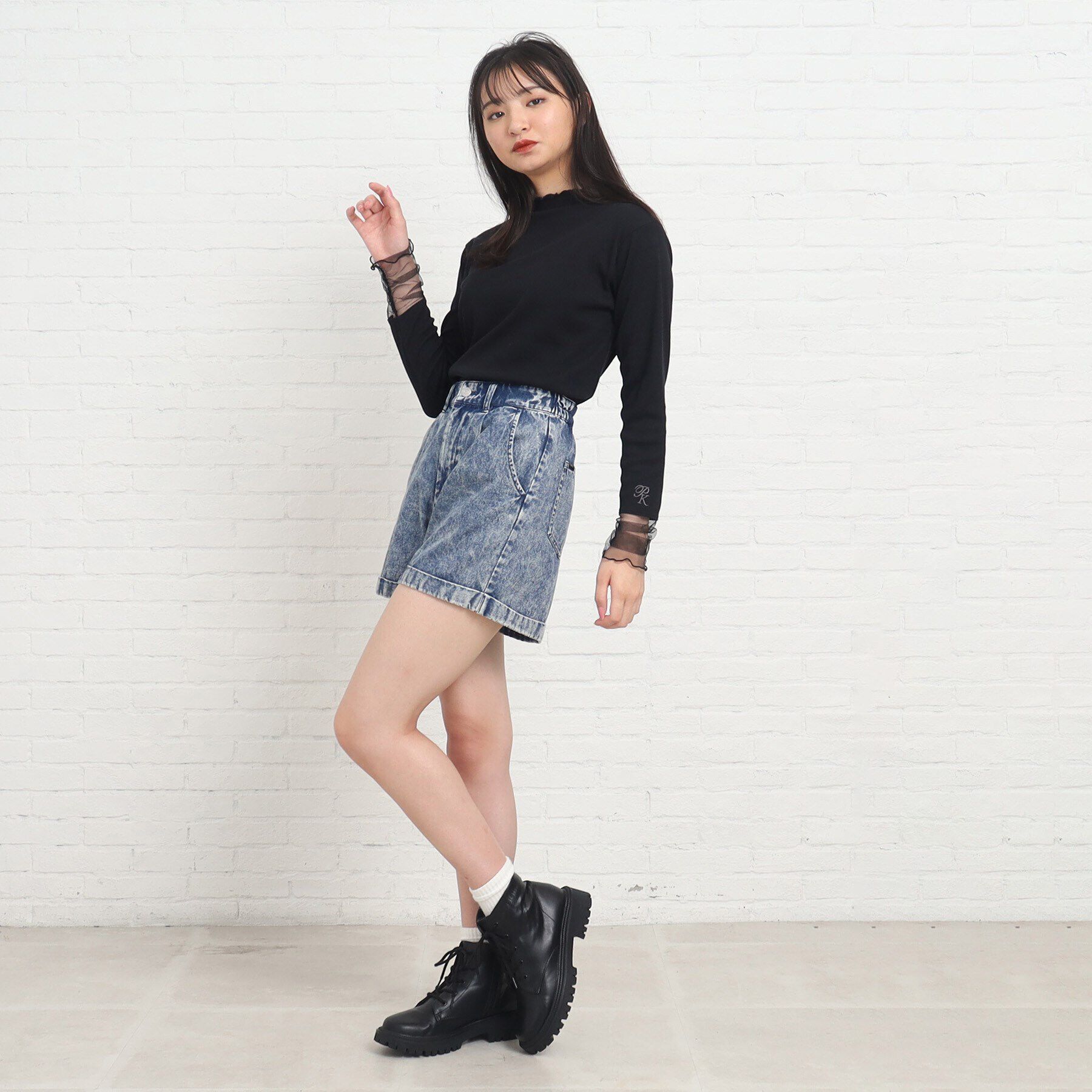 PINK-latte「【165cmサイズあり】袖シアードッキングプルオーバー」|Tシャツ・カットソー|