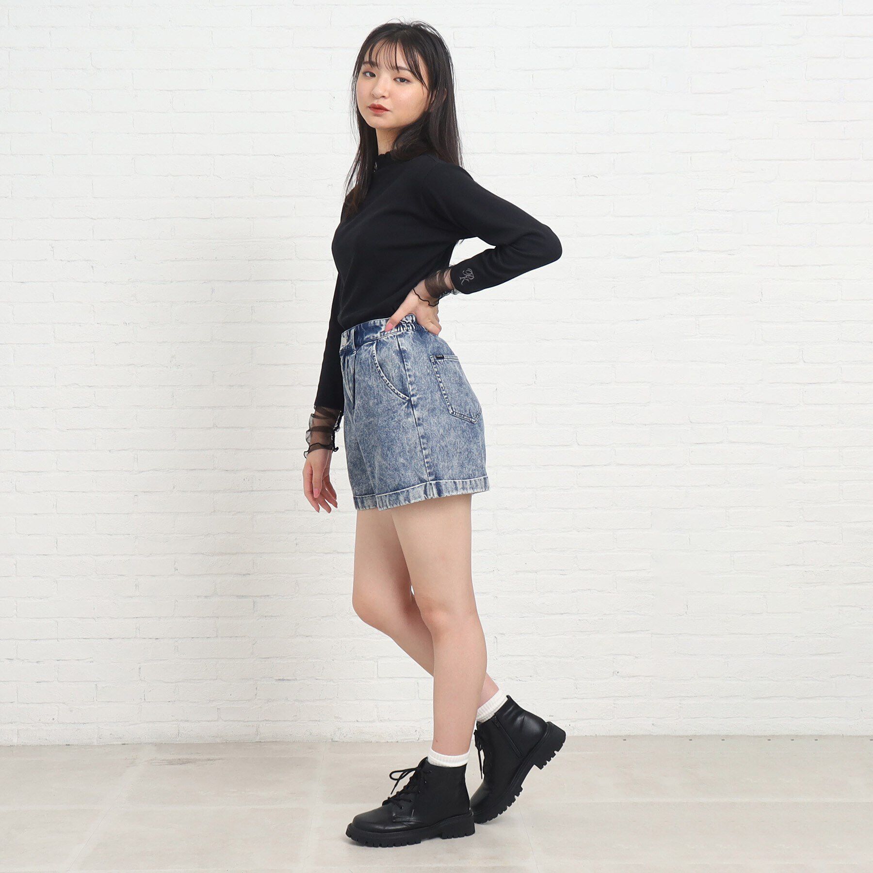 PINK-latte「【165cmサイズあり】袖シアードッキングプルオーバー」|Tシャツ・カットソー|