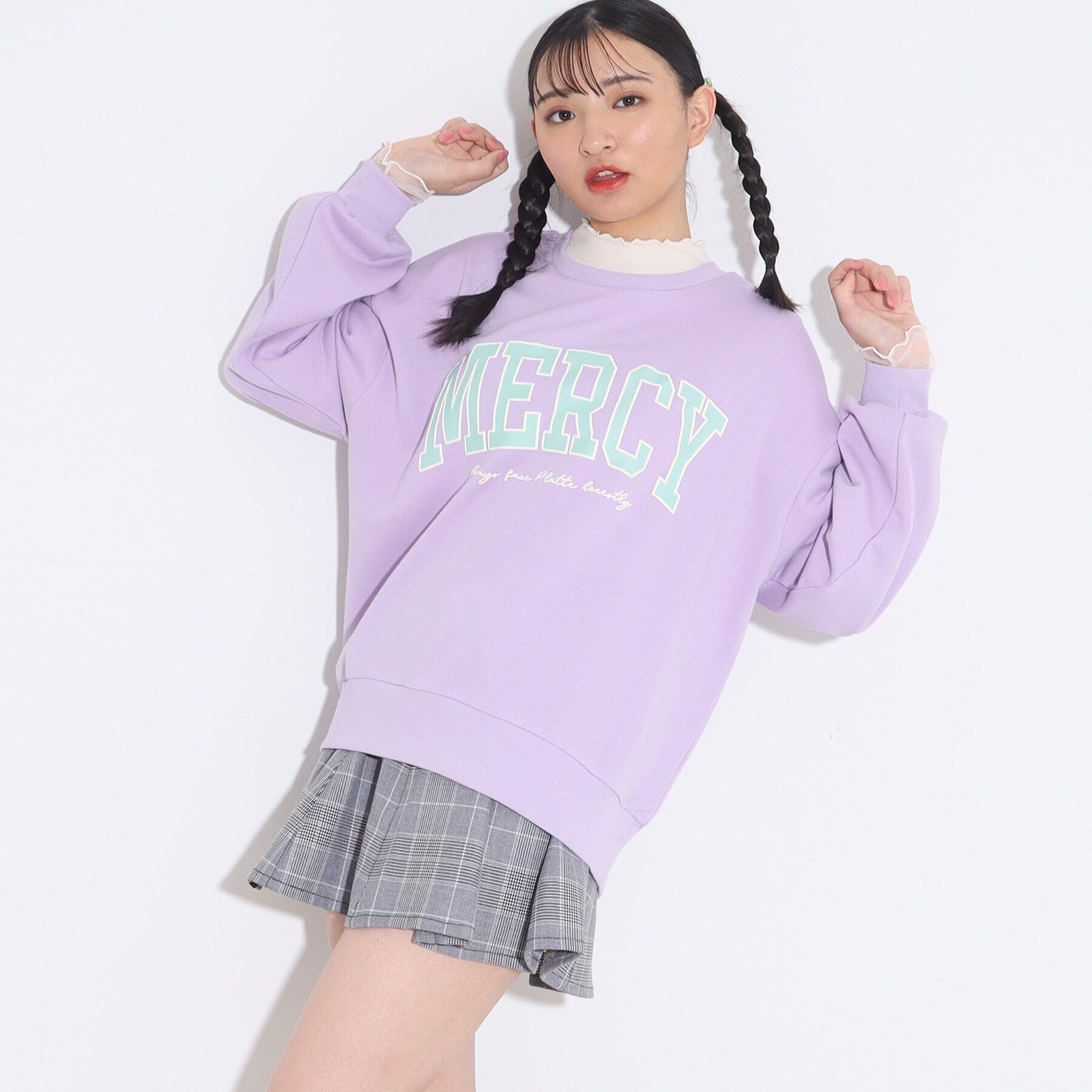 PINK-latte「【165cmサイズあり】袖シアードッキングプルオーバー」|Tシャツ・カットソー|