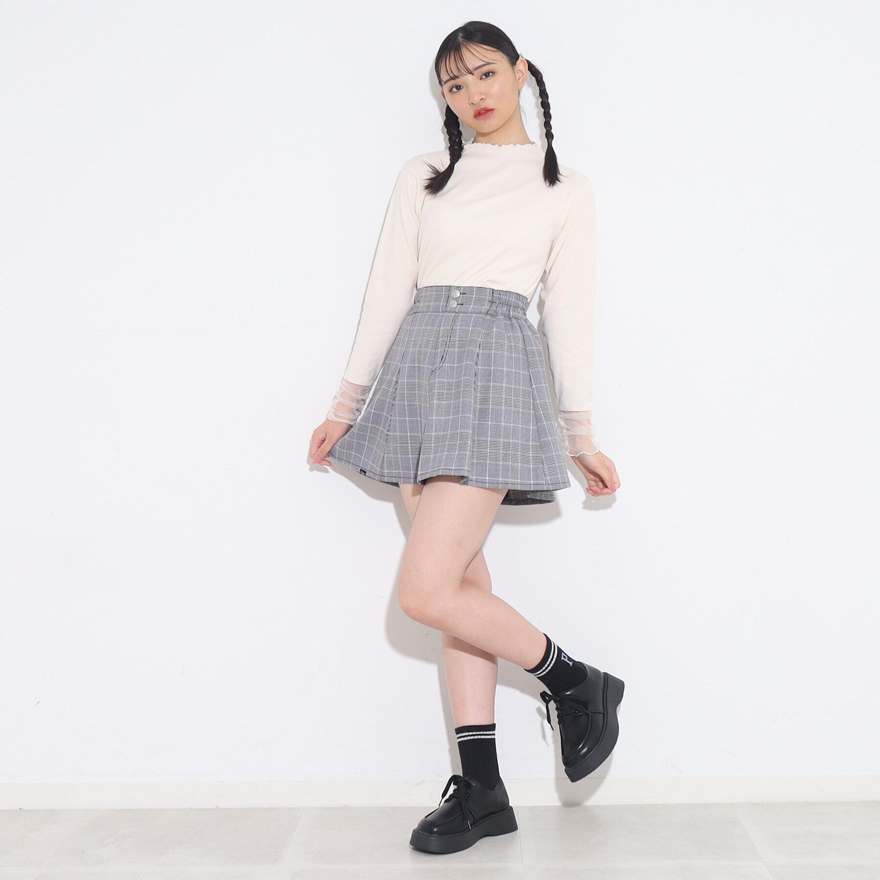 PINK-latte「【165cmサイズあり】袖シアードッキングプルオーバー」|Tシャツ・カットソー|