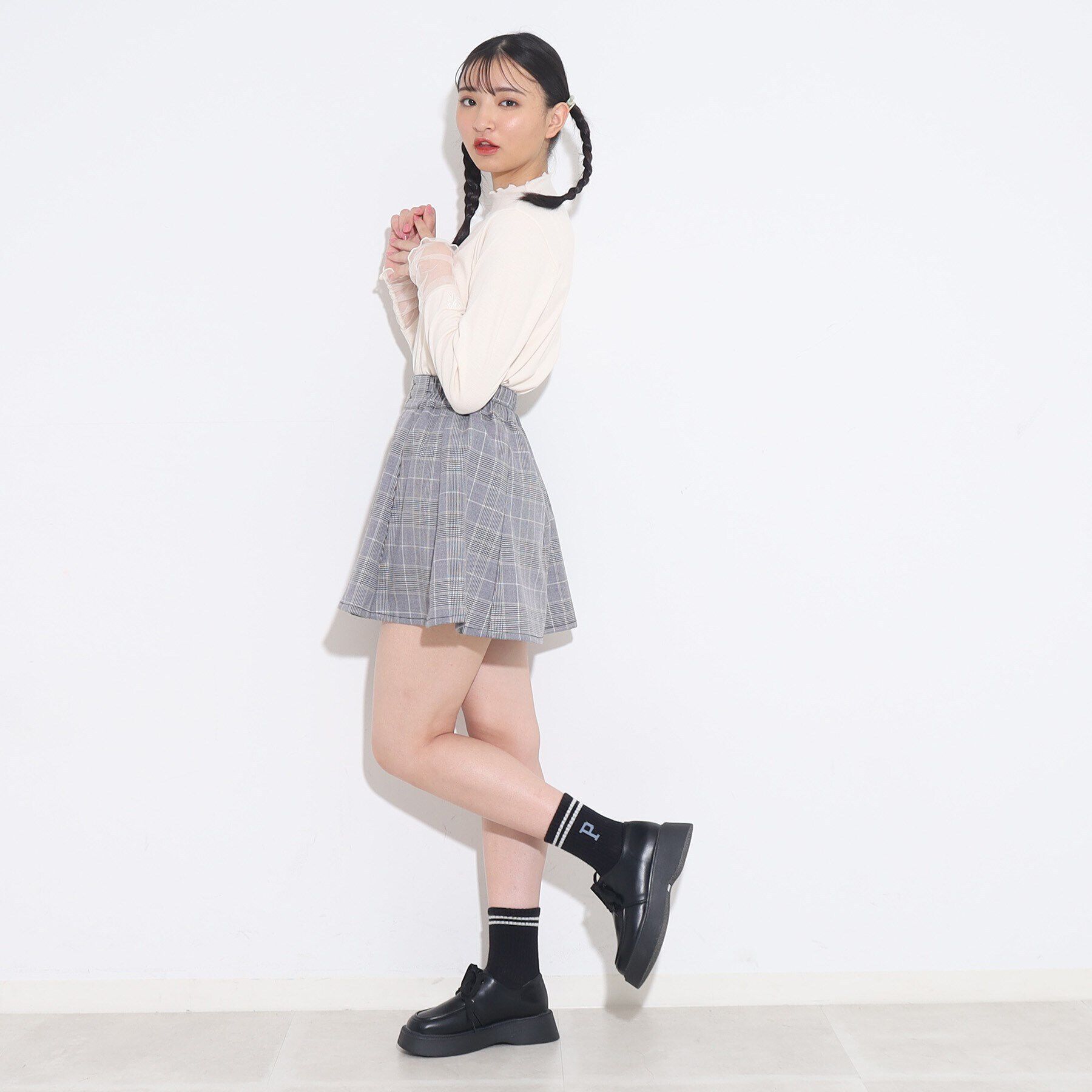 PINK-latte「【165cmサイズあり】袖シアードッキングプルオーバー」|Tシャツ・カットソー|