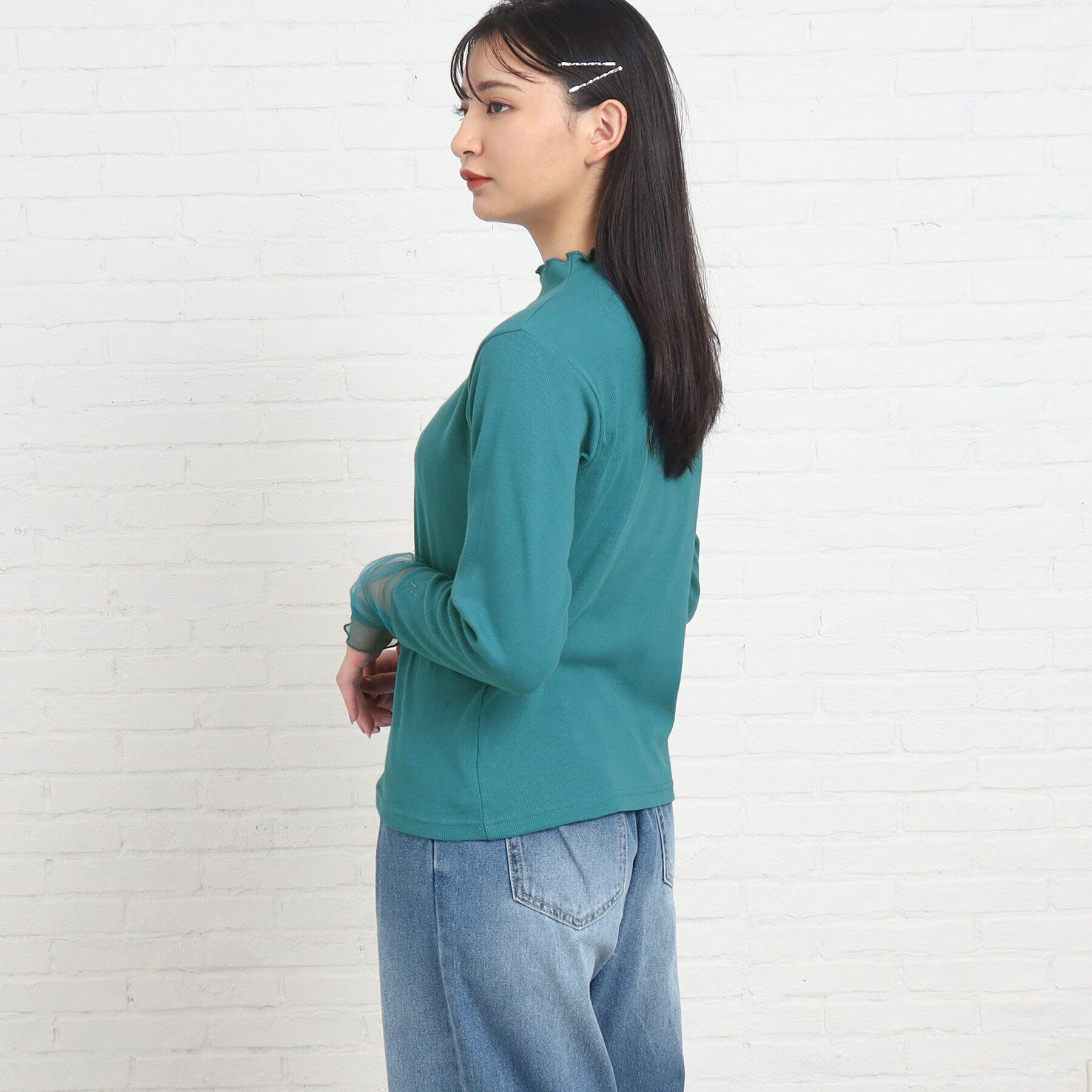 PINK-latte「【165cmサイズあり】袖シアードッキングプルオーバー」|Tシャツ・カットソー|