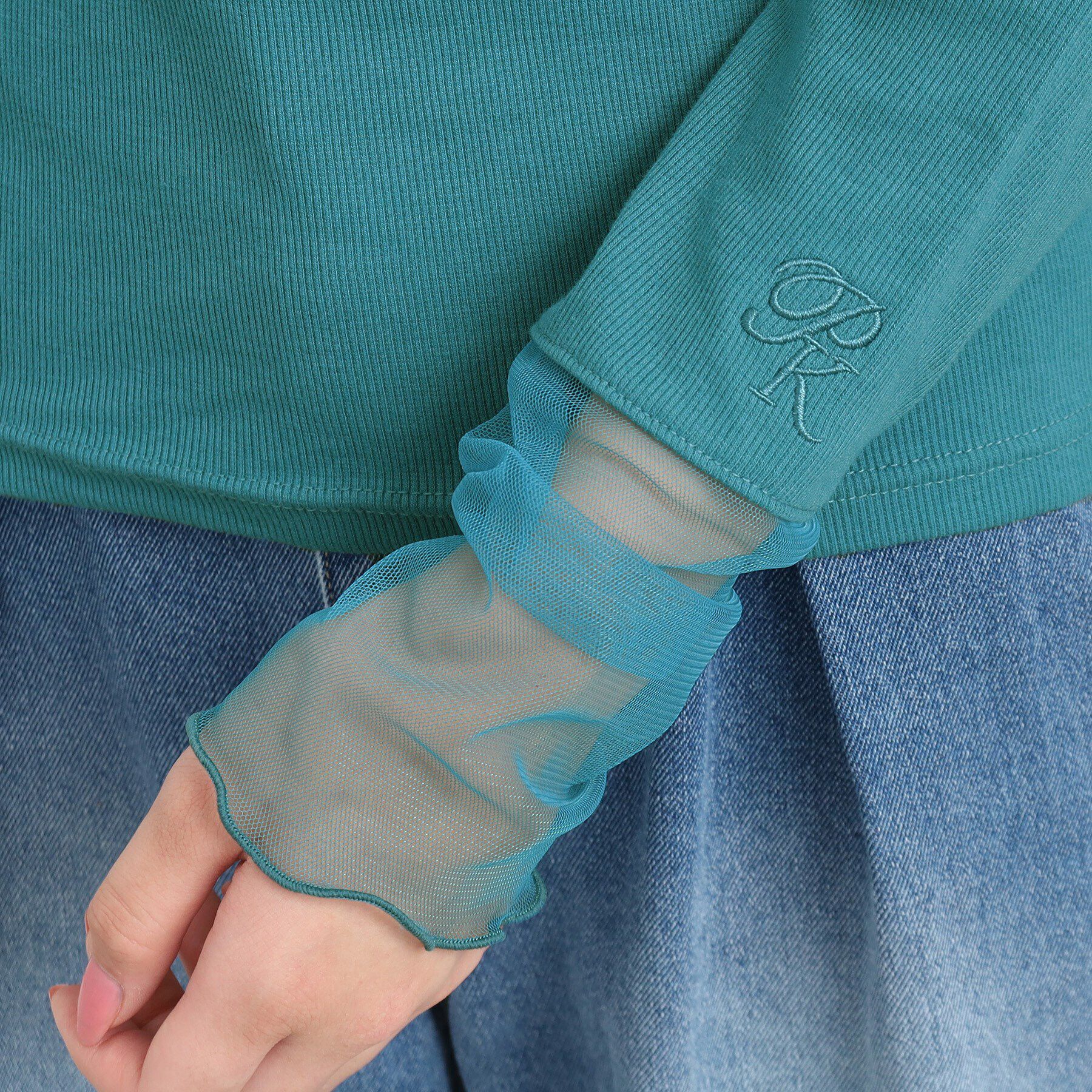 PINK-latte「【165cmサイズあり】袖シアードッキングプルオーバー」|Tシャツ・カットソー|