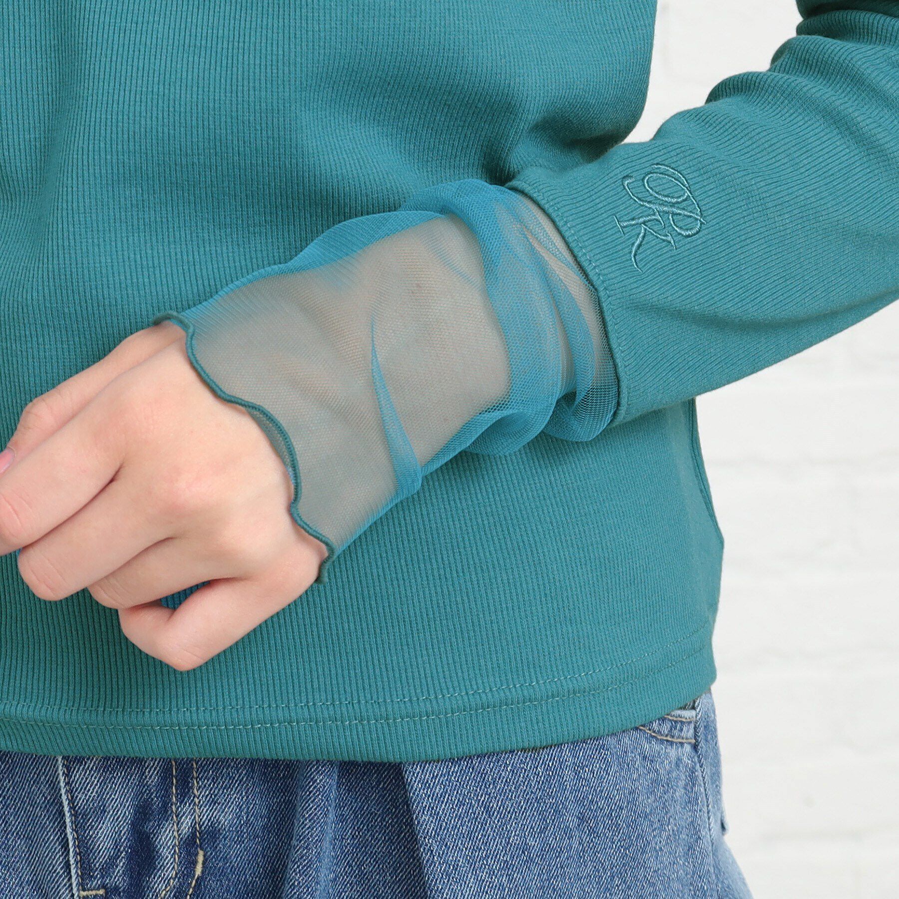 PINK-latte「【165cmサイズあり】袖シアードッキングプルオーバー」|Tシャツ・カットソー|