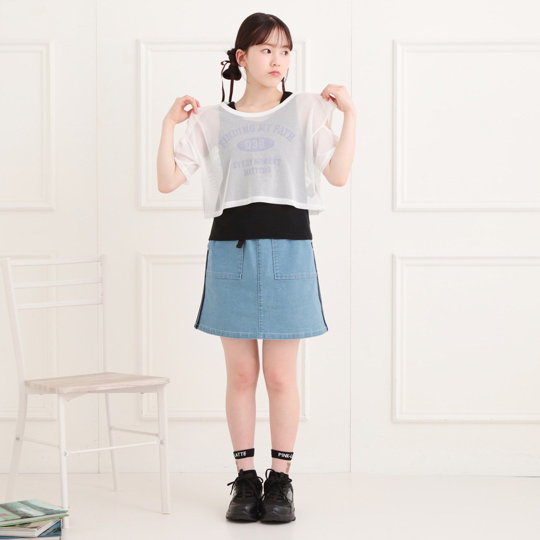 PINK-latte「メッシュTシャツ＋タンクセット」|その他|