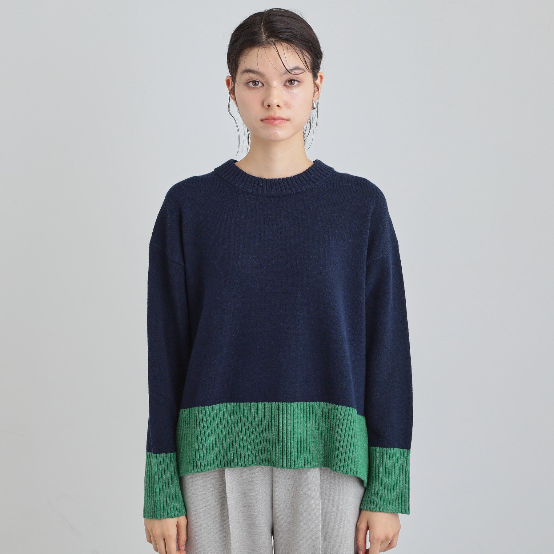 THE SHOP TK「インしないで着られる カラーブロックニット」|ニット・セーター|