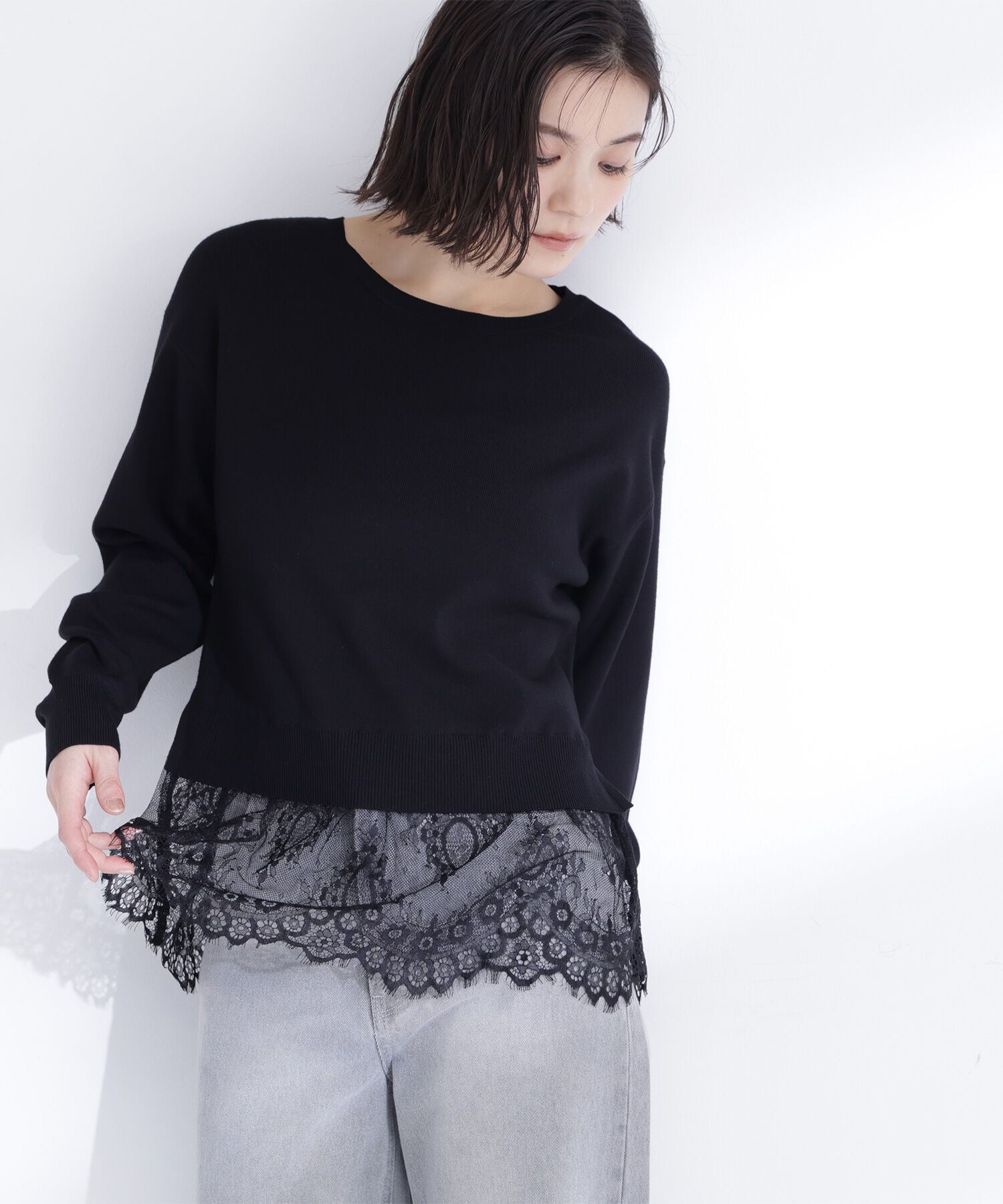  「レースドッキングニット」|ニット・セーター|