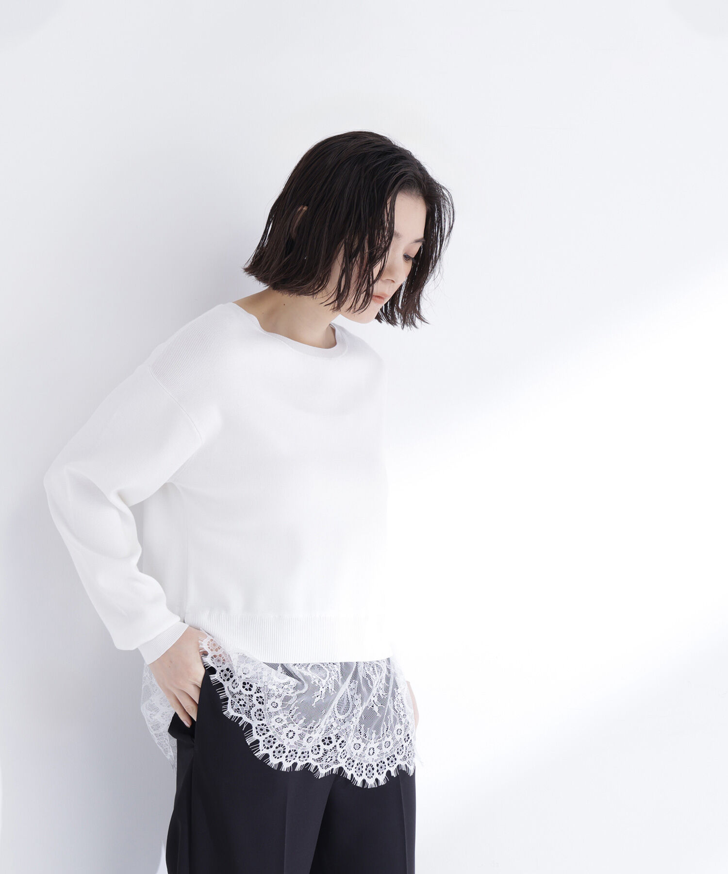  「レースドッキングニット」|ニット・セーター|