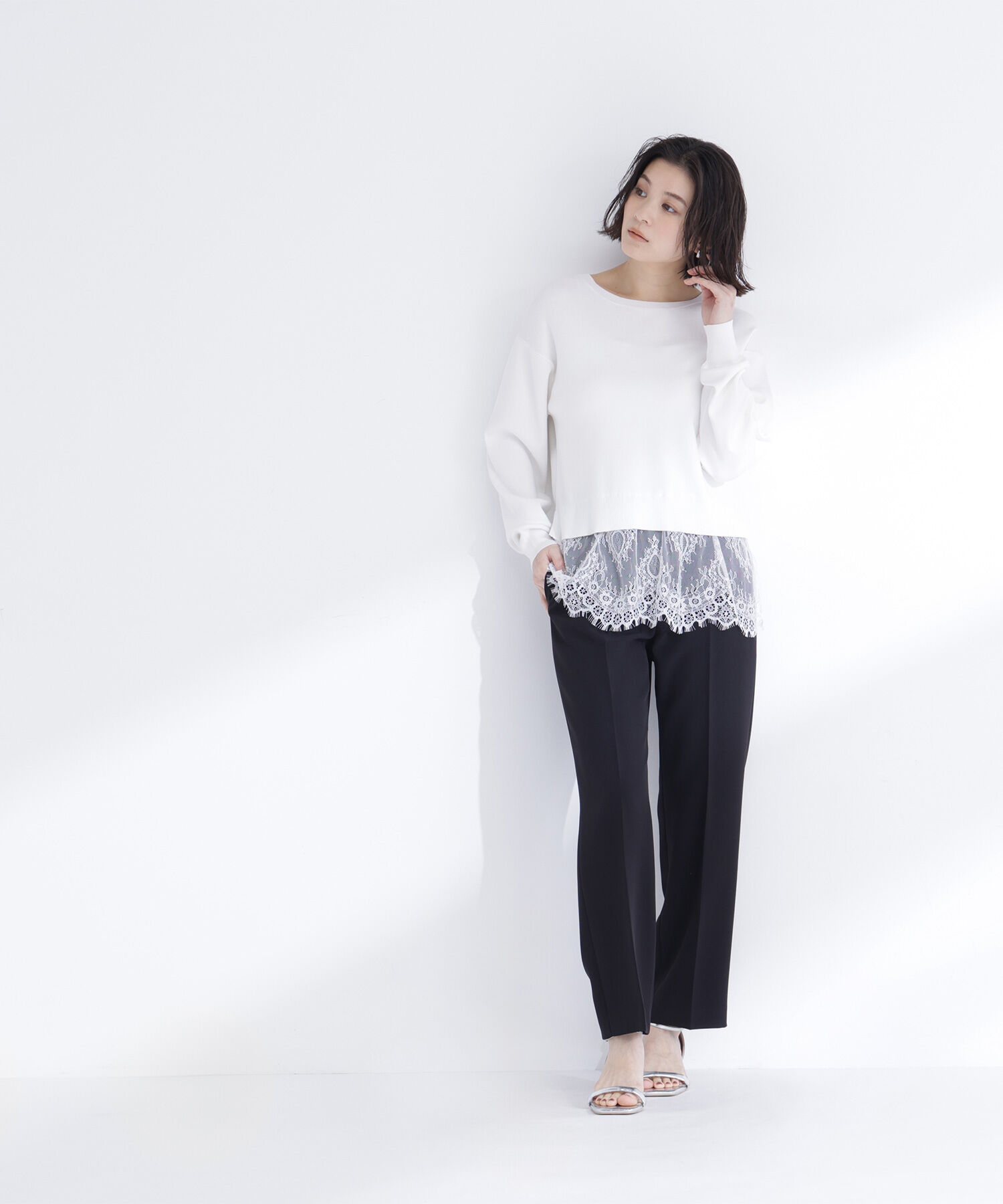  「レースドッキングニット」|ニット・セーター|