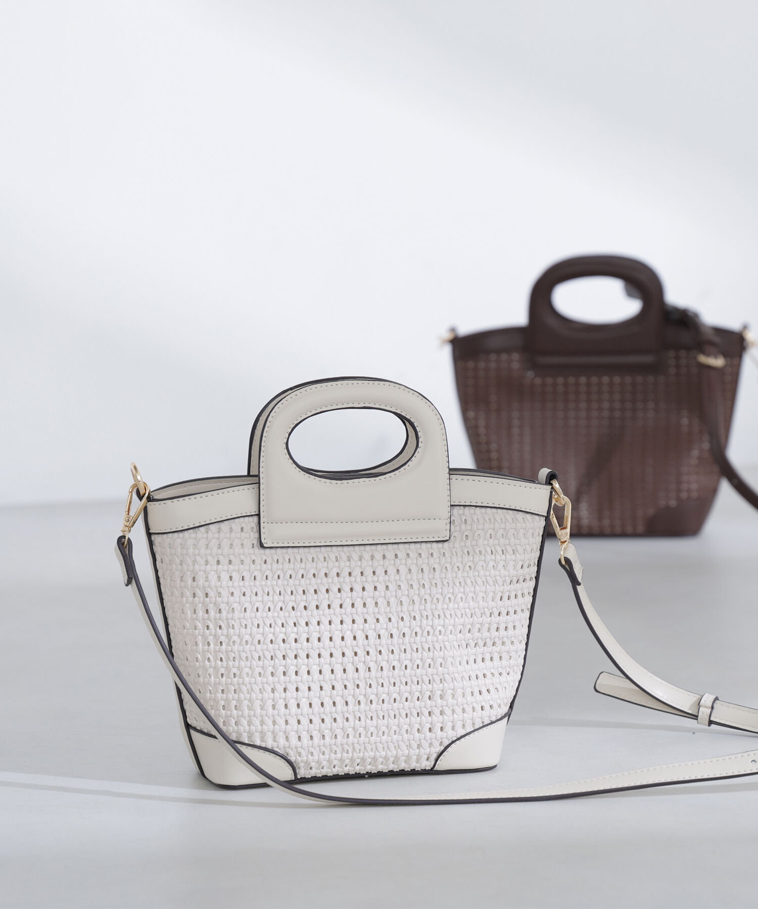  「パンチングメッシュミニバスケットバッグ」|ショルダー・メッセンジャー|オフ1